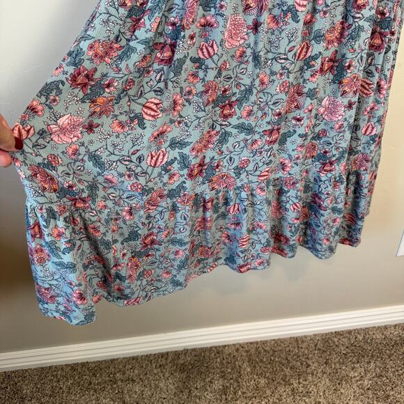 Knox Rose 1X Plus Size Peasant Floral EUC Midi Dress Boho 100% Rayon Tiered - Picture 5 of 12